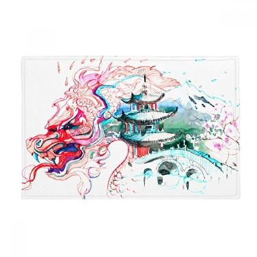 Imagem de DIYthinker Tapete para porta de banheiro com dragão chinês para desenho de ponte de dragão chinês antiderrapante