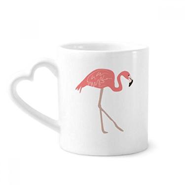 Imagem de Caneca de café rosa com estampa de flamingo, copo de coração de vidro para bebidas