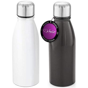 Imagem de Kit 2x Squeeze Alumínio 500 ml Wave TopGet Branco e Chumbo