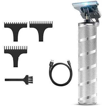 Imagem de MAXBROTHERS cortador de cabelo elétrico sem fio recarregável para corte de cabelo cabeleireiro aparador de barba lâmina de barbear beleza masculina (Prata-1)