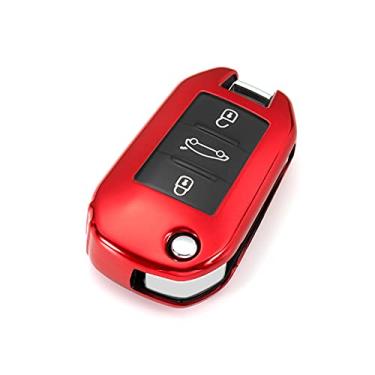 Imagem de SELIYA Capa de chave de filtro de carro de TPU para Citroen C4 CACTUS C5 C3 C4L Peugeot 508 301 2008 3008 408 Acessórios de carro, C, vermelho