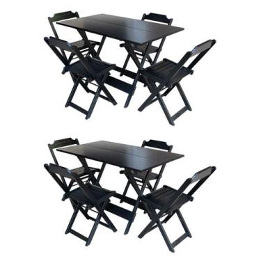 Imagem de Kit 2 Jogos De Mesa Com 4 Cadeiras De Madeira Dobravel 120X70 Para Bar