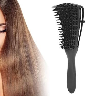 Imagem de Escova de cabelo desembaraçadora, escova de cabelo, cabo de borracha conveniente de usar para cabelos cacheados grossos e lisos para cabelos molhados e secos (preto)