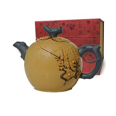 Imagem de Pote de chá Yxhupot 340 g de argila chinesa Yixing Dragon Egg Zisha Plum Blossom Pote