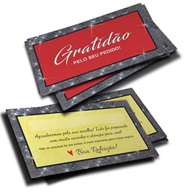 Imagem de Cartão de Agradecimento/Obrigado/Gratidão Pedido Delivery, Ifood, Rappi, Fast Food (Pct 100) Para Colar Saco Kraft