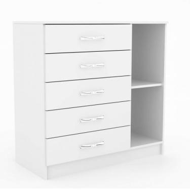 Imagem de Cômoda Sapateira 1 Porta 5 Gavetas Zurique Evidência Móveis Branco