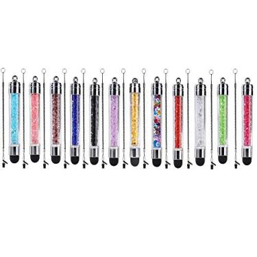 Imagem de Pacote com 12 canetas XRONG Colors Crystal Capacitiva Mini Stylus Universal Touch Screen para iPhone 5s 6s, Samsung Galaxy S5 S4 s3, Android, Smartphones, iPad, S10, S10+, S10e, S9, S9P, Note9, XR, XS MAX (pacote com 12)