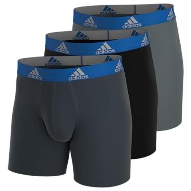 Imagem de adidas Cueca boxer de microfibra com ajuste atlético, Better Scarlet/Preto/Cinza Onix, P