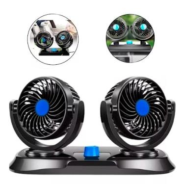 Imagem de Ventilador Automotivo 12V Carro Caminhão Van Ventilação Ar Condicionado Interno Liga Ventila Portátil Sistema Suporte 2 Níveis Velocidade Duplo Universal Potente Veicular Aparelho