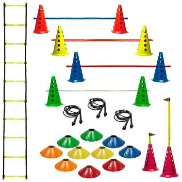 Imagem de 10 Cones Barreiras +10 Pratos + Escada Agilidade + 03 Cordas