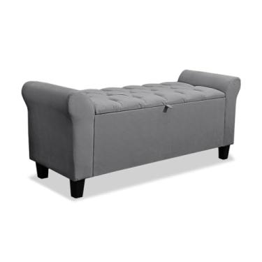 Imagem de Baú Recamier Banco Calçadeira Capitonê 130 cm Para Casal Dubai - LH Móveis (Suede Cinza)