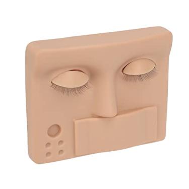 Imagem de Cabeça de Manequim de Cílios, Cabeça de Manequim de Cílios Falsos 3d, Pálpebra Removível, Exercício Multifuncional, Realista para Acupuntura (Cor de pele escura)