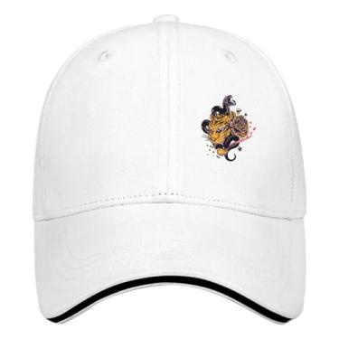 Imagem de Bonés de caminhoneiro de cobras de beisebol para adolescentes retrô snapbacks, Branco, Tamanho Único