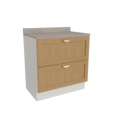 Imagem de Balcão 2 Gavetões 80cm Arizona Cabecasa Madeiramadeira Branco/figueira