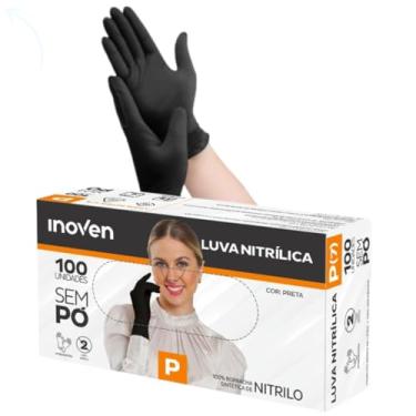 Imagem de Luvas Descartável Nitrílica Preta Látex S/Pó 100 Peças (P)