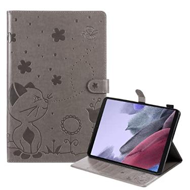 Imagem de YBFJCE Capa para Samsung Galaxy Tab A7 Lite 8,7 polegadas 2021, capa protetora de couro PU para Samsung Galaxy Tab A7 Lite 8,7 polegadas 2021 (SM-T220/T225), capa flip para tablet gato e abelha, cinza