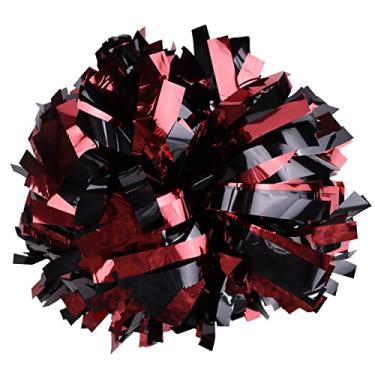Imagem de Gbateri 1 par de pompons metálicos de líder de torcida de 15 cm com alça de batom, pompons de líder de torcida, pompons de torcida, pompons de torcida para meninas e adultos, esporte, torcida (marrom e preto)