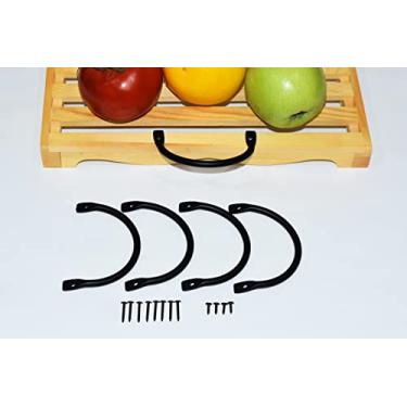 Imagem de SHUNTU Puxadores de bandeja de servir - Puxadores de metal preto para armários de cozinha, puxadores de gaveta de guarda-roupa, caixa de madeira e cabos de móveis/alças de tábua de corte para cozinha, pacote com 4