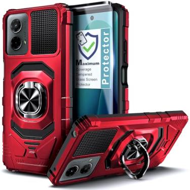 Imagem de WDHD Capa projetada para Motorola Moto G Power 5G 2024, proteção total à prova de choque [grau militar] capa para celular com protetor de tela de vidro temperado [cobertura máxima] vermelha