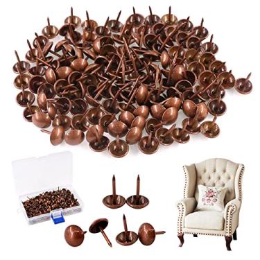 Imagem de Rustark — Conjunto de pinos decorativos para decoração de estofamento antigo para móveis, sofás, tachas, unhas, pinos para móveis estofados — Cobre vermelho, 7/16'' [300pcs]