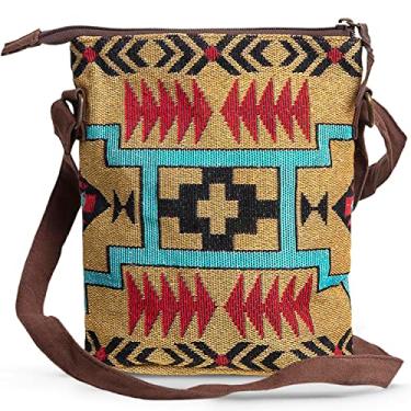 Imagem de Bolsa tiracolo de tecido Kinara – Design nativo americano do sudoeste – Padrão bonito e exclusivo – Tecelagem fina – Elegante e funcional, Estância