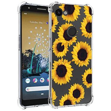 Imagem de Zoeirc Capa para Pixel 3A [Não serve para Pixel 3] G020A G020E Capa transparente para meninas e mulheres, capa protetora transparente de TPU macio à prova de choque para Google Pixel 3A (girassol)