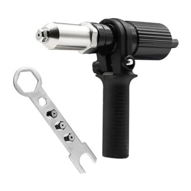 Imagem de YWHWLX Adaptador de arma de rebite elétrico com broca de rebite de diâmetro de 2,4/3,2/4,0/4,8 mm e chave de alça para ferramenta de rebite elétrico sem fio