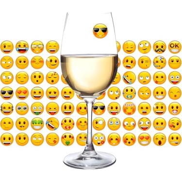 Imagem de MORCART Adesivos de Emoji Resuable Ícones Engraçados Marcador Decorativo de Bebida, 84 peças Presente de Festa para Amigos Infantis, Personalizável Sua Vida, Removível e Lavável, Nano, Sem Pedra