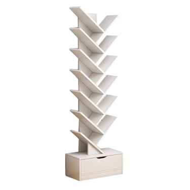 Imagem de Prateleira de armazenamento em forma de árvore com armário, estante de madeira industrial aberta para livros, CDs, plantas, organizador