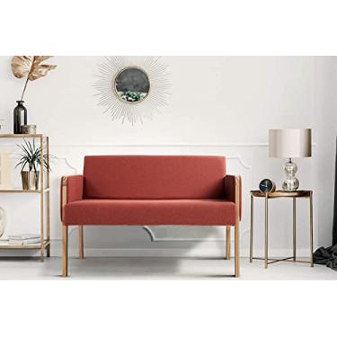 Imagem de Sofá 2 Lugares para Sala de Estar Terracota 1,10 m Arpoador Oppa Design - Natural e Tecido Terracota