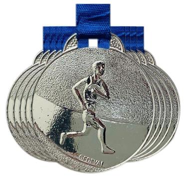 Imagem de Kit 70 Medalhas Para Premiação Corrida Maratona Metal 3.5cm prata