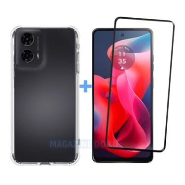 Imagem de Kit Capa Capinha case Para Moto G24 Case Anti Impacto Transparente + Película De Vidro