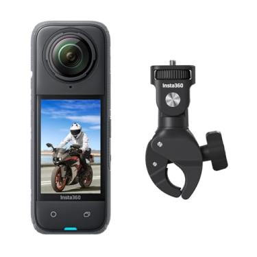 Imagem de Insta360 Pacote de guidão de motocicleta X4 – Câmera de ação 8K 360 à prova d'água, vídeo grande-angular 4K, efeito invisível de bastão de selfie, protetores de lente removíveis, vida útil da bateria