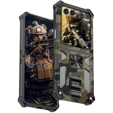 Imagem de Ephoou Capa camuflada para Motorola Razr 2024/Razr 50/Razr Gen 4 com suporte magnético, capa camuflada de proteção à prova de choque de grau militar para Motorola Razr 50 MC-verde exército