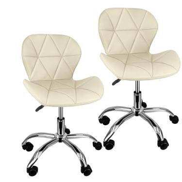 Imagem de KIT 2 Cadeira Slim Office Estofada Base Giratória Cromada