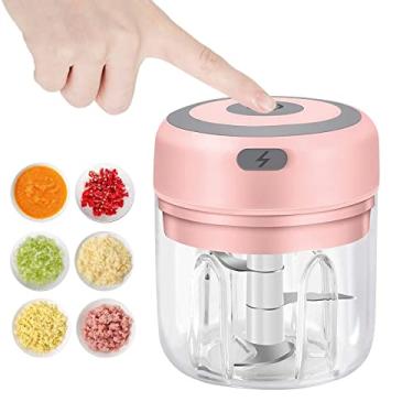 Imagem de Picador elétrico de alho, cortador de alimentos de 250 ml, USB, mini picador de legumes, picador de alho, cortador de cebola, processador de alimentos pequeno portátil para alho, gengibre, pimenta,