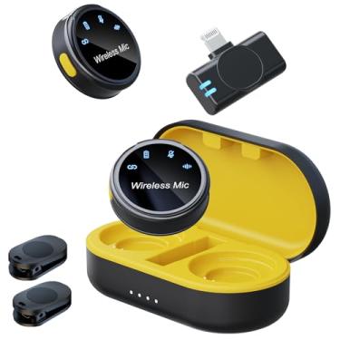 Imagem de Canstr Microfone de lapela sem fio para iPhone, microfone de lapela com cancelamento de ruído, bateria de 18H, alcance de 40 m, microfone condensador omnidirecional para Vlogs, TikTok, gravação de