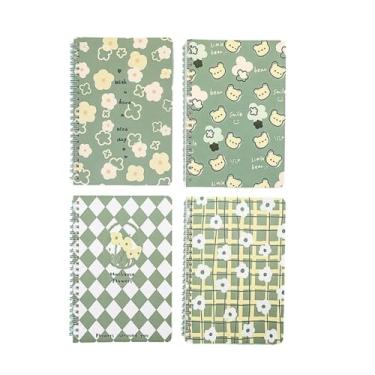 Imagem de Joucien Conjunto de 4 livros - Caderno de bobina de desenho animado A5, material de aprendizagem, caderno de bobina lateral fofo-Nishang