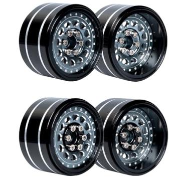 Imagem de RCHuiWow RC Wide 1.57'' (40mm) 2.2 Beadlock Wheels for SCX10 Capra Wraith Ryft / TRX4 AMG 6x6 / Gen8 Everest Gen 7 Pro,Adjustable 4 Offsets Rims,4Pack,Titanium w/Black