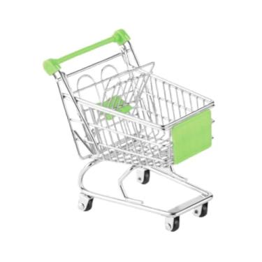 Imagem de Generic Mini carrinho de compras, Mini brinquedo de armazenamento de supermercado, Ornamento decorativo, Modelo de carrinho divertido, Mini cesta de, Verde