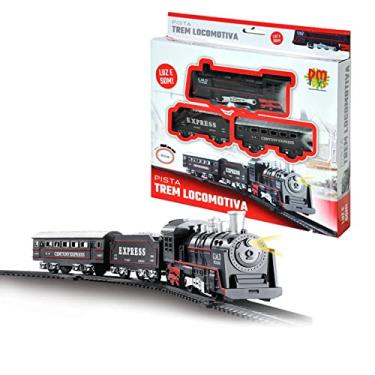 Imagem de dm toys Pista Trem 2 Vagões Locomotiva Com Luz e Som, Multicor