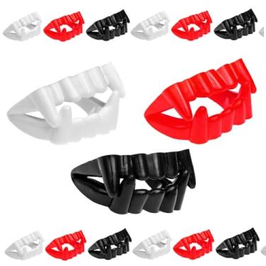 Imagem de 24 Dentaduras Vampiro 3 Cores Infantil para Festa Halloween Preto Vermelho e Branco Sacolinha Surpresa