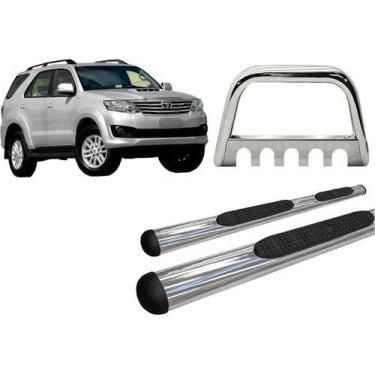 Imagem de Kit Estribo Oval + Quebra Mato C/ Chapa Cromado Sw4 Até 2015 - HOZZ