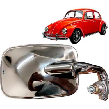 Imagem de Retrovisor Externo Fusca Mexicano Lente Branca Ld Cromado - RETROVEX