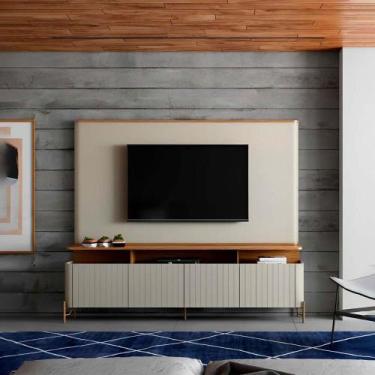 Imagem de Rack Portas Brise e Pés em Metal 180cm com Painel 100% MDF - Casa Lar 