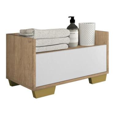 Imagem de Gabinete Armário Banheiro 80cm Multimóveis V5001, Rustic/Branco/Natura