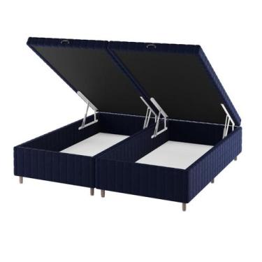 Imagem de Base Box Bau Queen Size Ravena (43x158x198cm) Turkey Azul - Casa Giuli
