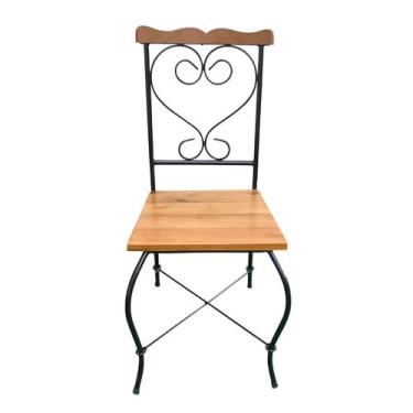 Imagem de Cadeira Coração em Ferro e Madeira Maciça Sudeste Rústico
