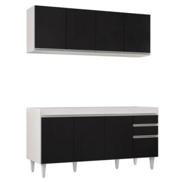 Imagem de Armário Aéreo Nevada e Balcão Para Pia 160cm Arkansas Branco/Preto - L