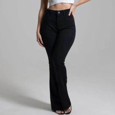 Imagem de Calça Flare Preta Super Lipo Feminina Boot Cut Sawary Levanta Bumbum O